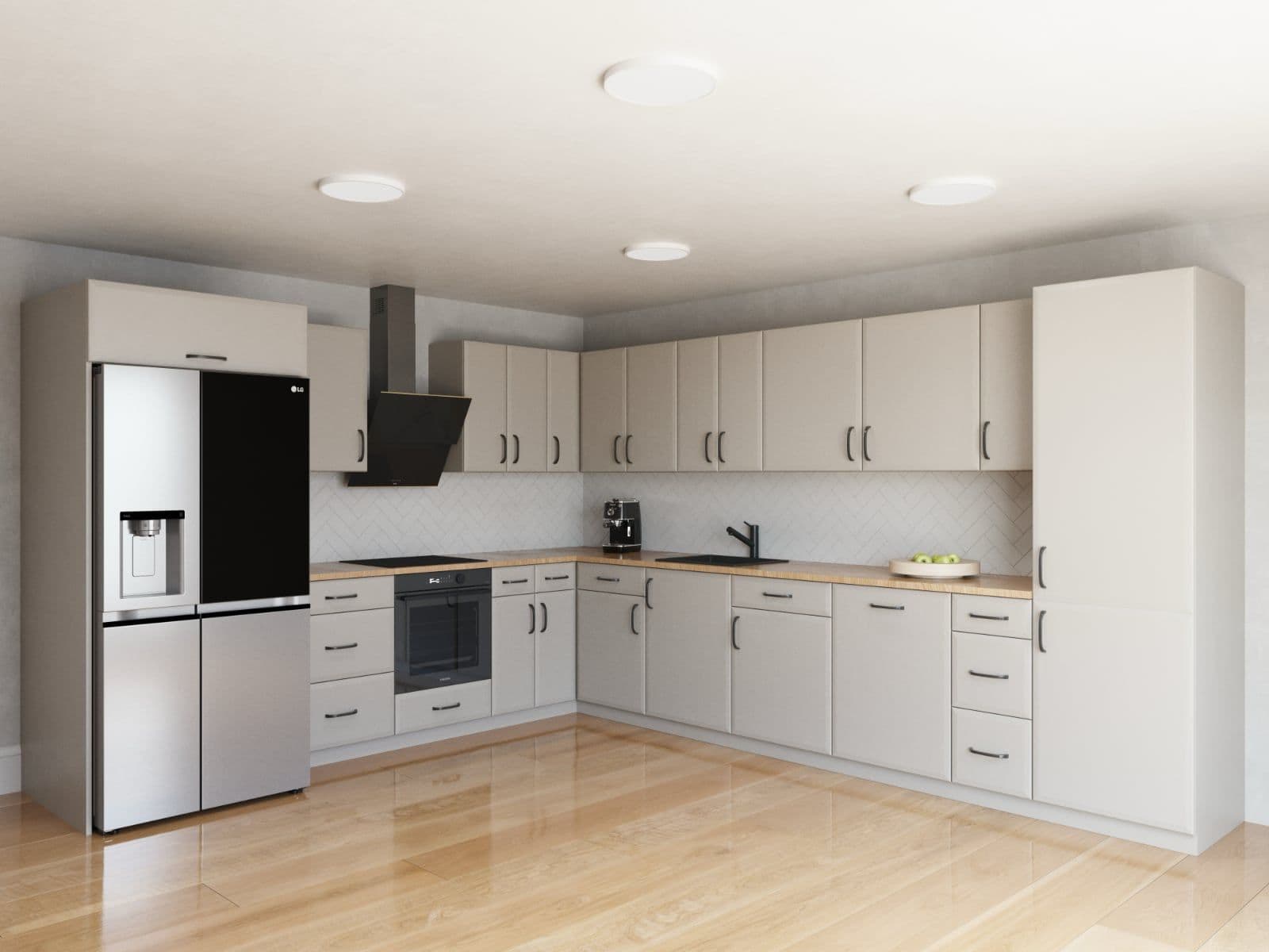 sleek gray kitchen modern flat panel cabinets